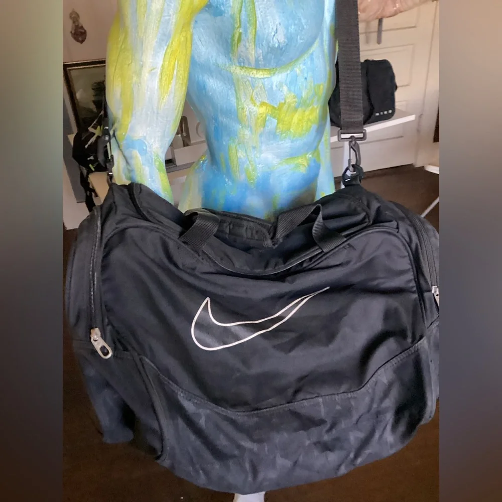 Nike Black and White Duffel Bag
